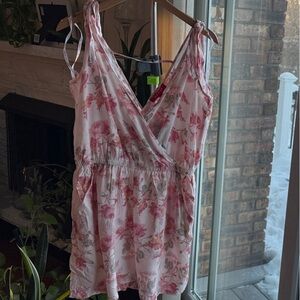 Guess Pink Floral Juniper Wrap Romper